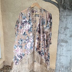 Burnt-out Velvet Kimono Jacket